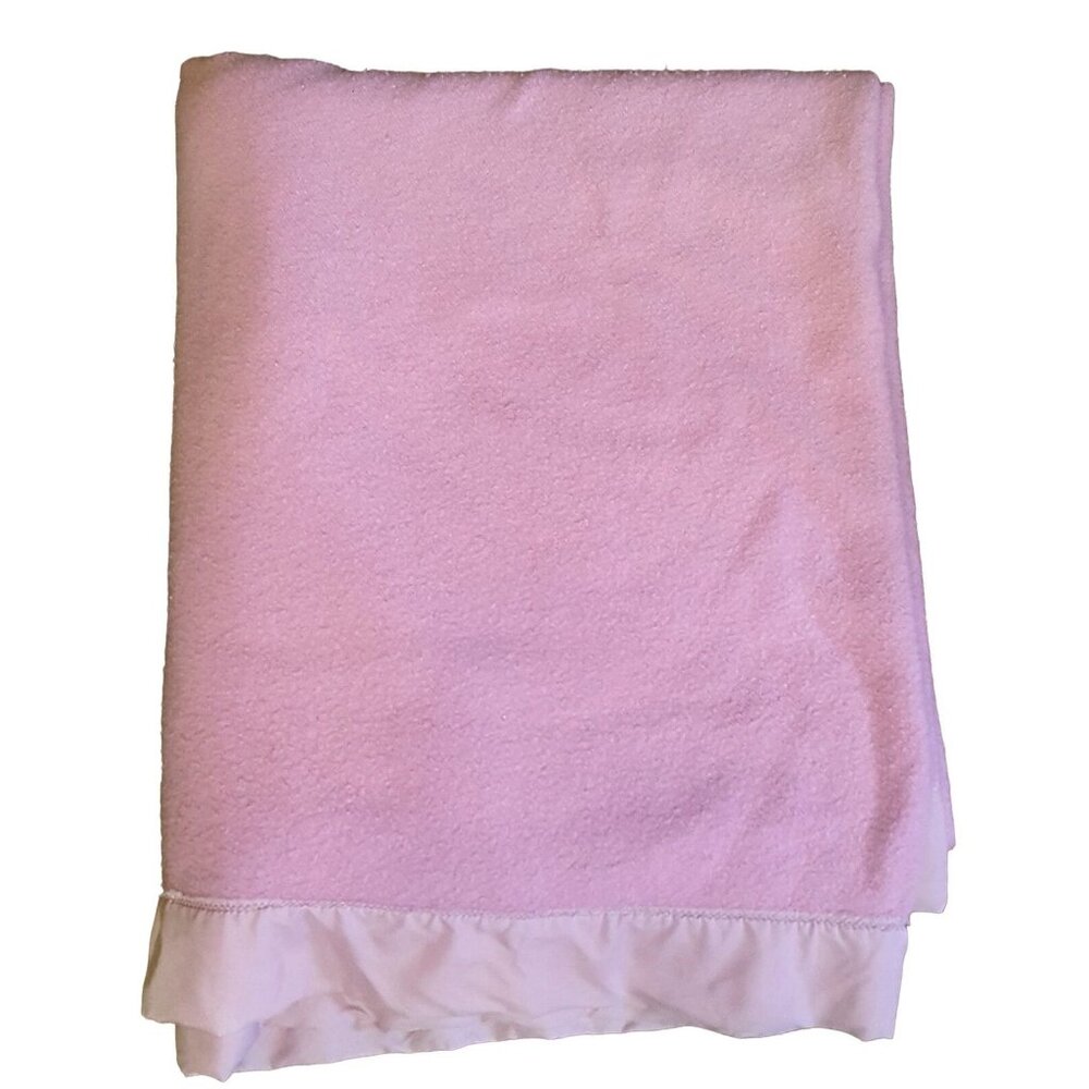 Vintage Blanket Acrylic Satin Edge Purple Lilac 75x90 Full Size